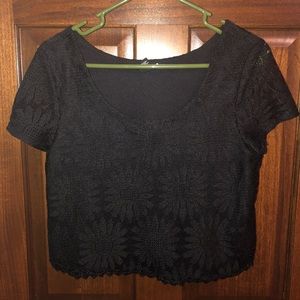 Forever 21 black flower crop top